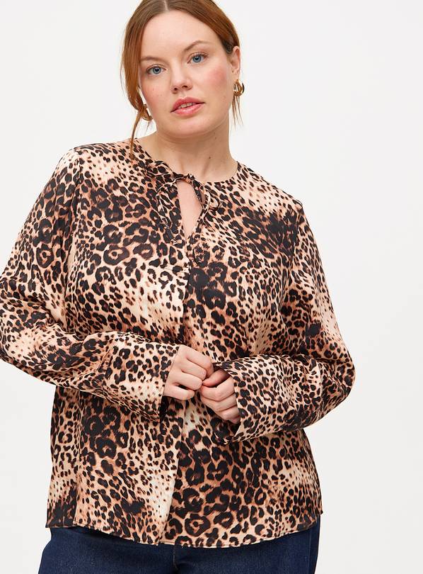 Animal Print Coord Long Sleeve Tie Neck Blouse 16